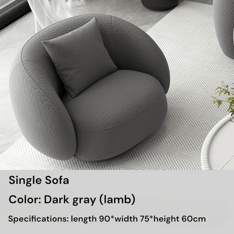 Half Moon Modern Minimalist Living Room Sofa, Lamb Fleece Double elegant Sofa - MOOAZAA