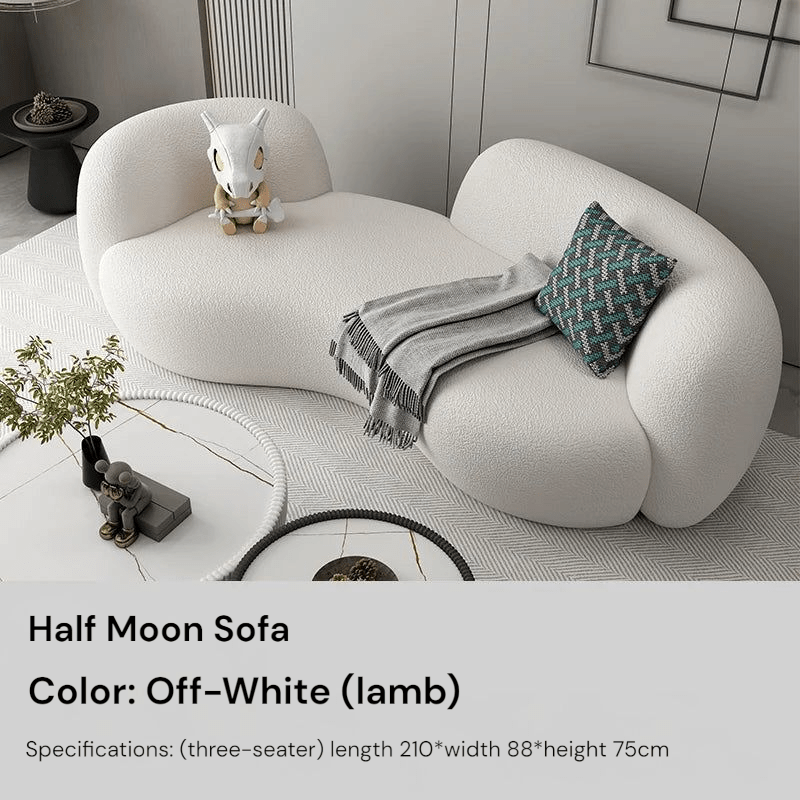Half Moon Modern Minimalist Living Room Sofa, Lamb Fleece Double elegant Sofa - MOOAZAA