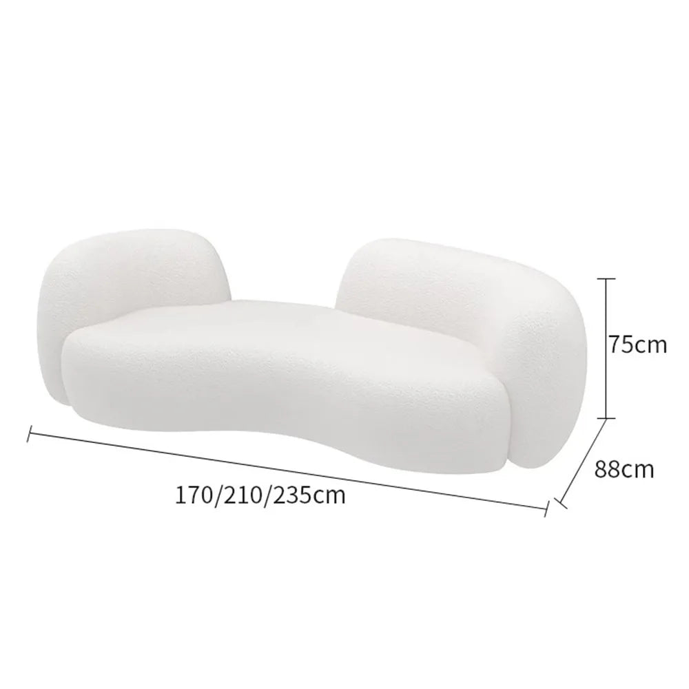 Half Moon Modern Minimalist Living Room Sofa, Lamb Fleece Double elegant Sofa - MOOAZAA