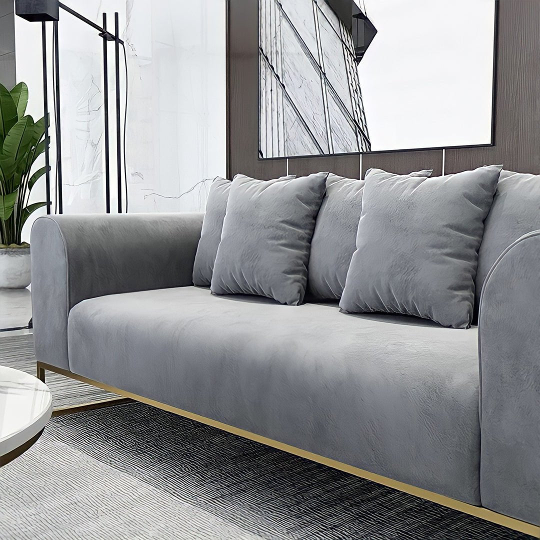 Larissa Sofas Sets in Luxury Grey Velvet - MOOAZAA SHOP