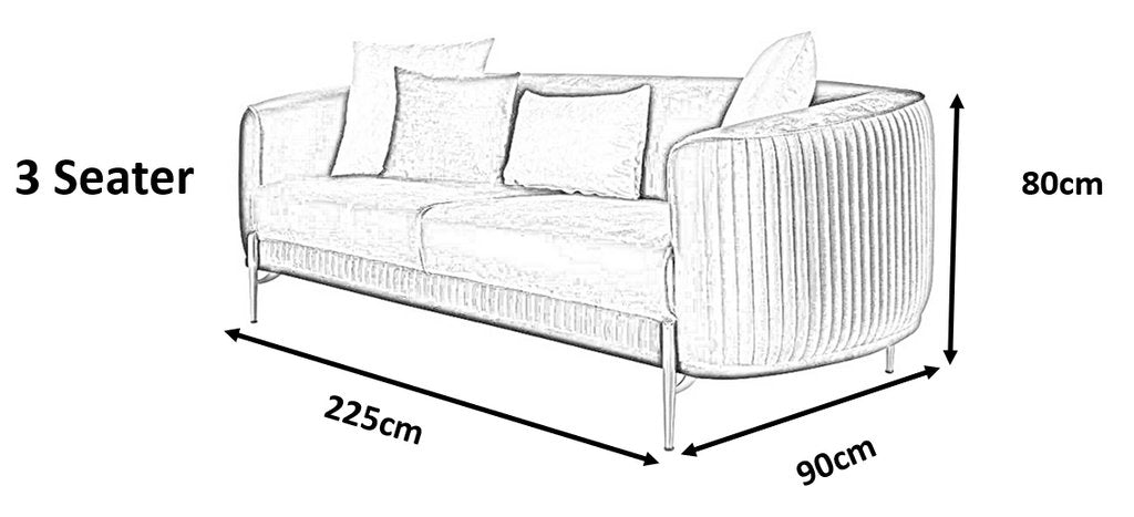 Lisbon Grey Velvet Luxury Modern Sofa [3 Seater] - MOOAZAA