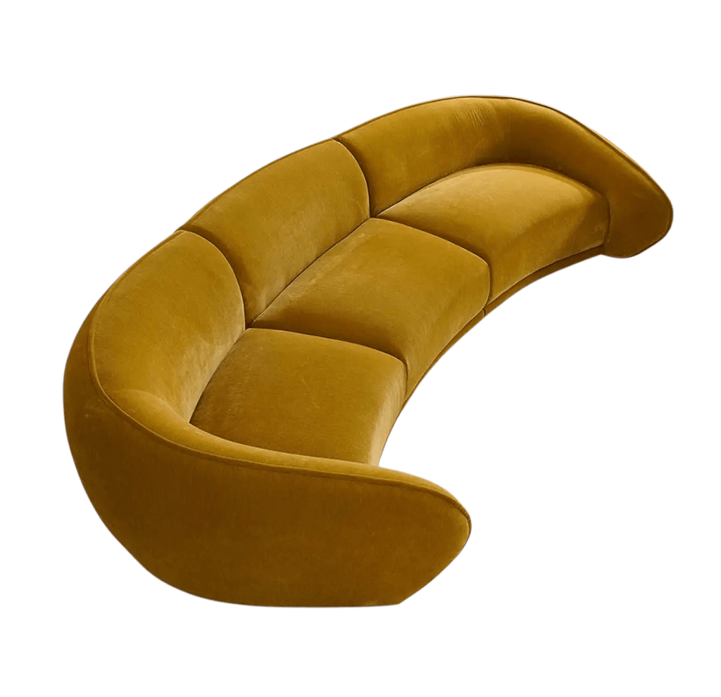 Lusail Curved Three - Seater Velvet Couch with Pillows - MOOAZAA SHOP