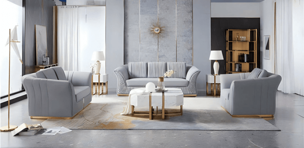 Manhattan Sofa Set in Luxury Grey Velvet - MOOAZAA SHOP