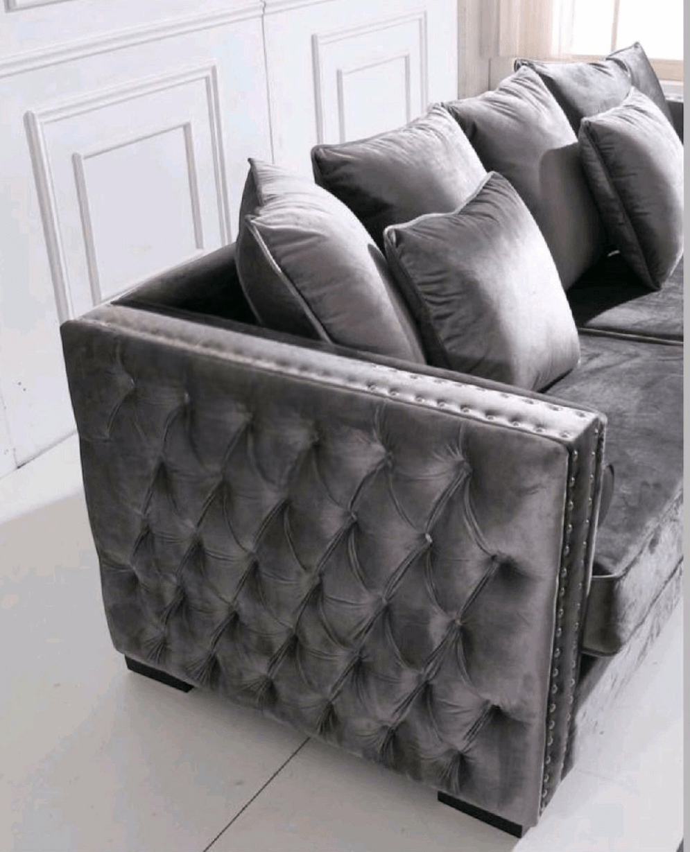 Moscow Sofas Sets in Luxury Dark Grey Velvet - MOOAZAA