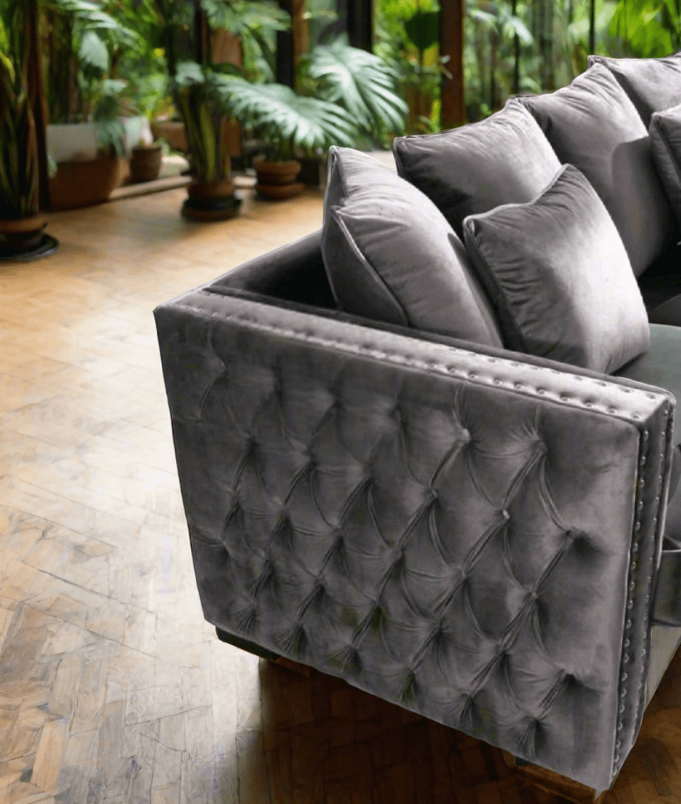 Moscow Sofas Sets in Luxury Dark Grey Velvet - MOOAZAA