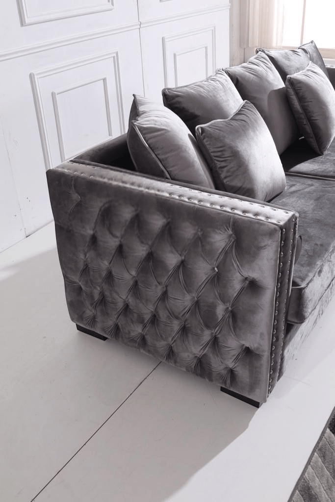 Moscow Sofas Sets in Luxury Dark Grey Velvet - MOOAZAA