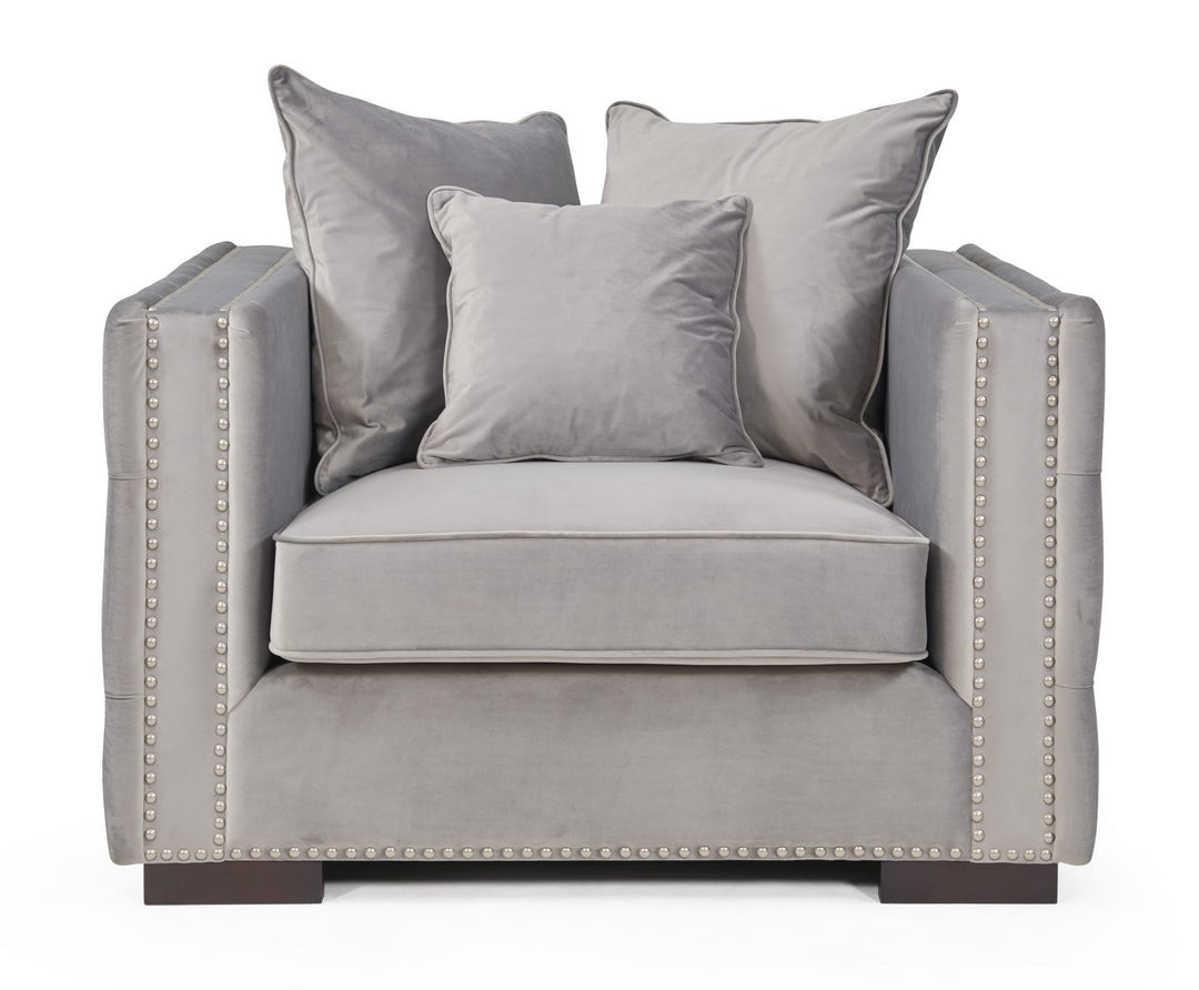 Moscow Sofas Sets in Luxury Grey Silver Velvet - MOOAZAA