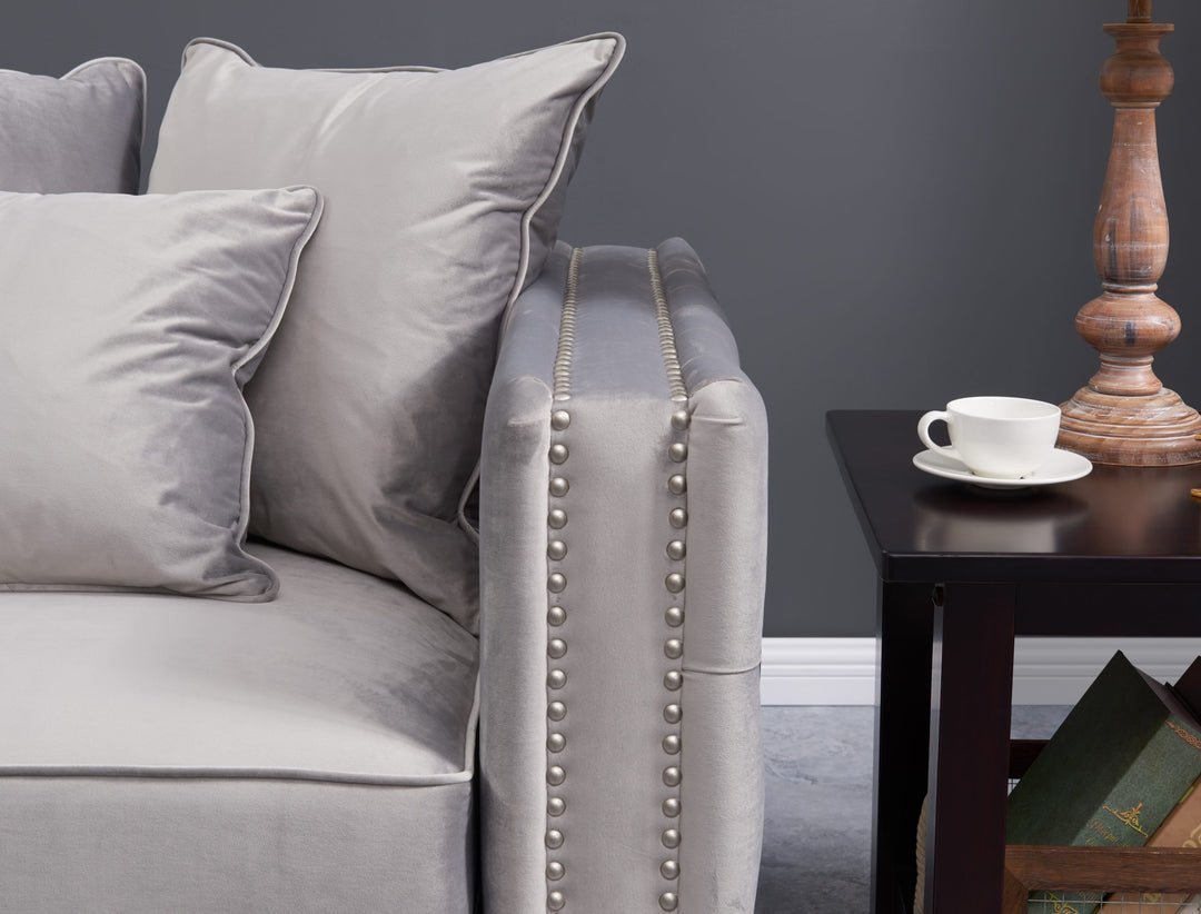 Moscow Sofas Sets in Luxury Grey Silver Velvet - MOOAZAA SHOP