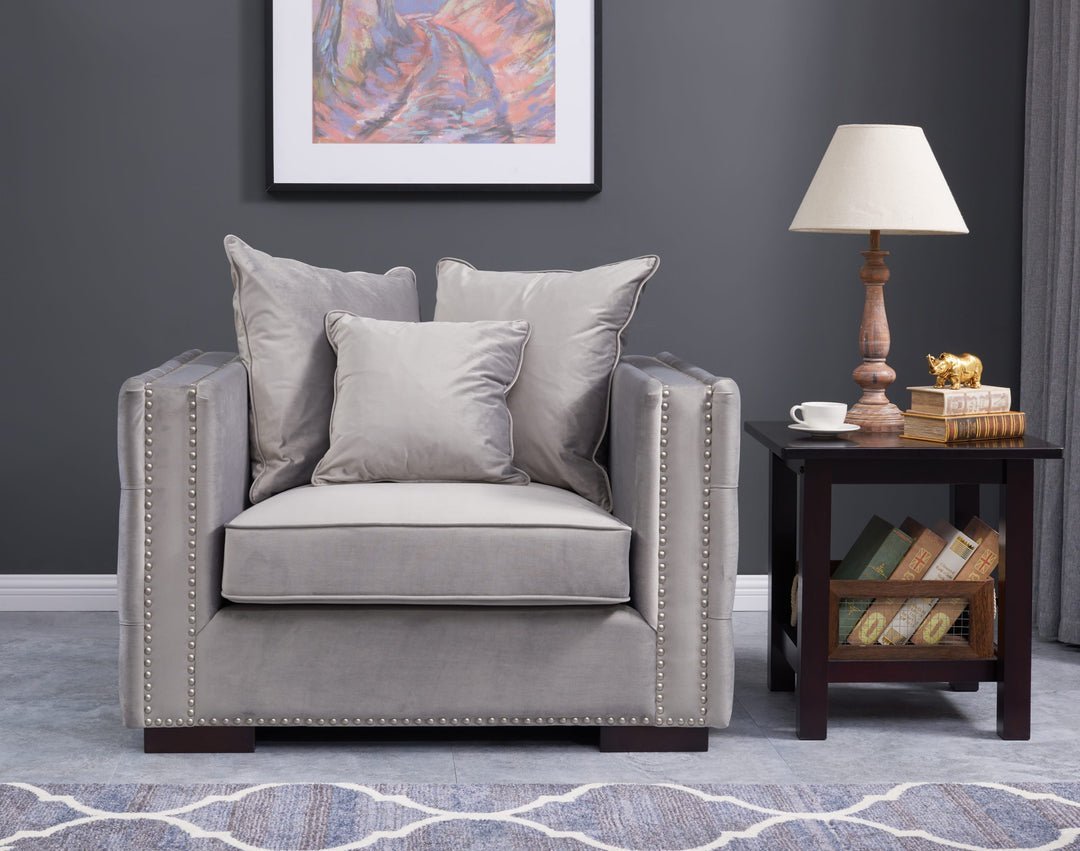 Moscow Sofas Sets in Luxury Grey Silver Velvet - MOOAZAA