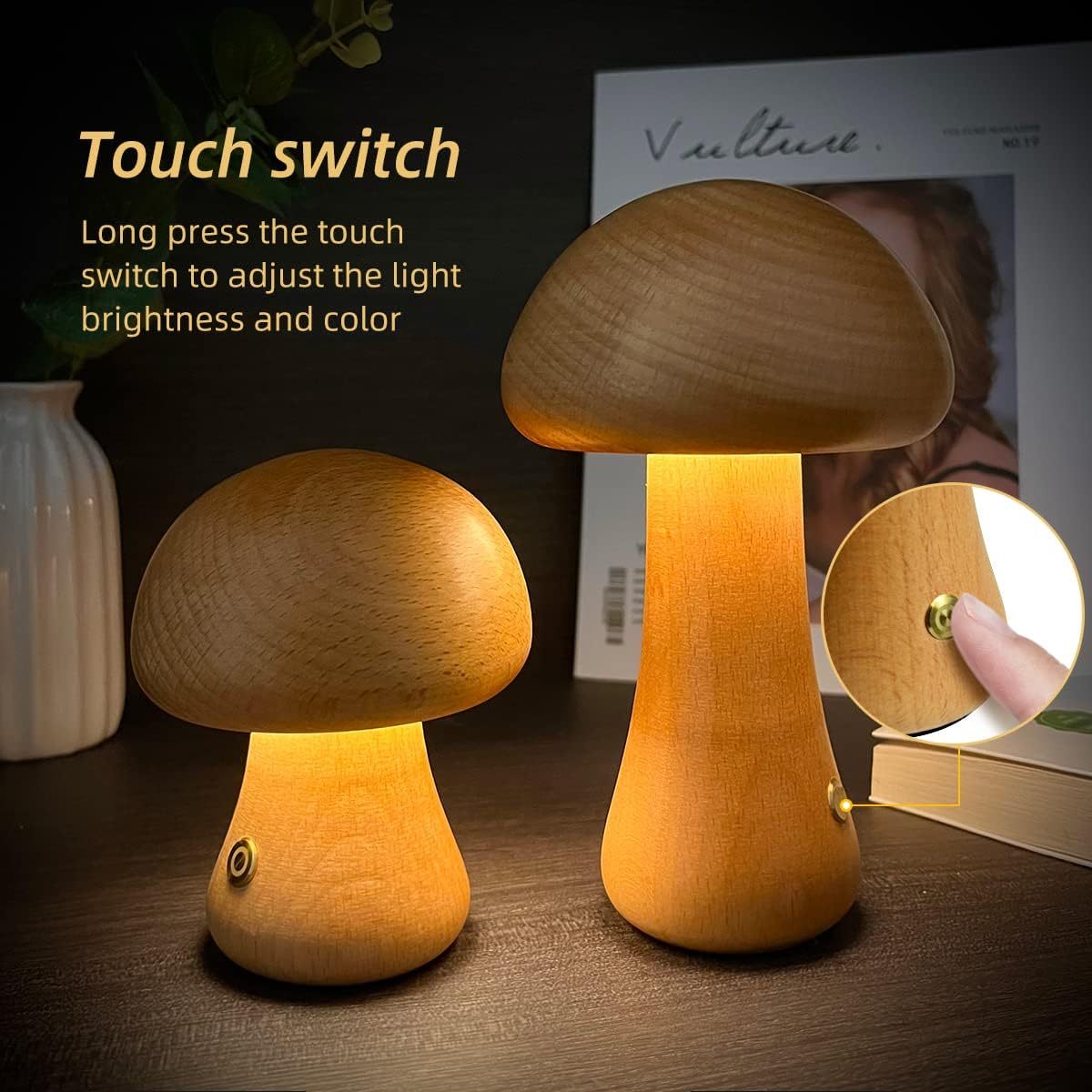 MUSHROOM WOOD LED LAMP - MOOAZAA 