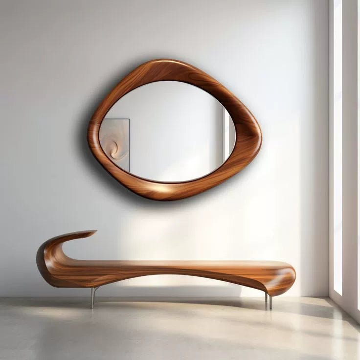 Nature's Canvas Wall - mounted Bathroom Wood Mirror - MOOAZAA