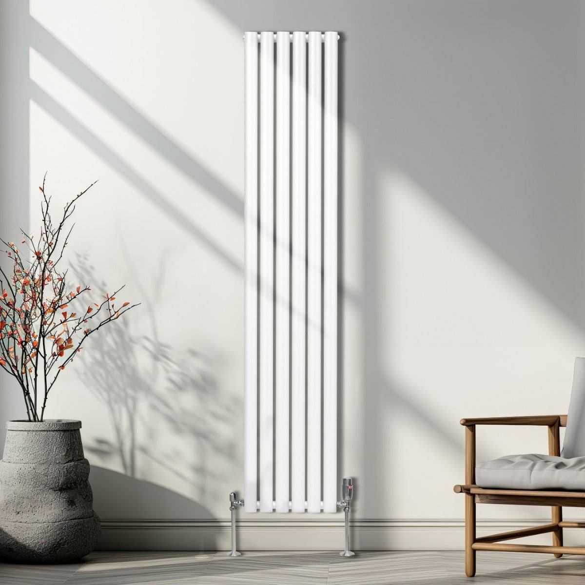 Oval Column Radiator & Valves - 1800mm x 360mm White - MOOAZAA