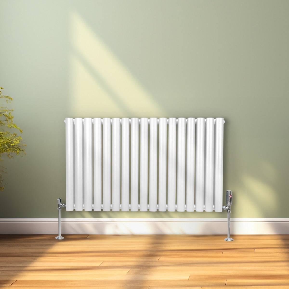 Oval Column Radiator & Valves - 600mm x 1020mm White - MOOAZAA