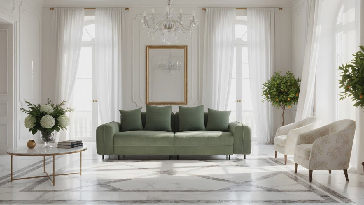 SKY CASTLE 3-Seater Fabric Couch Removable