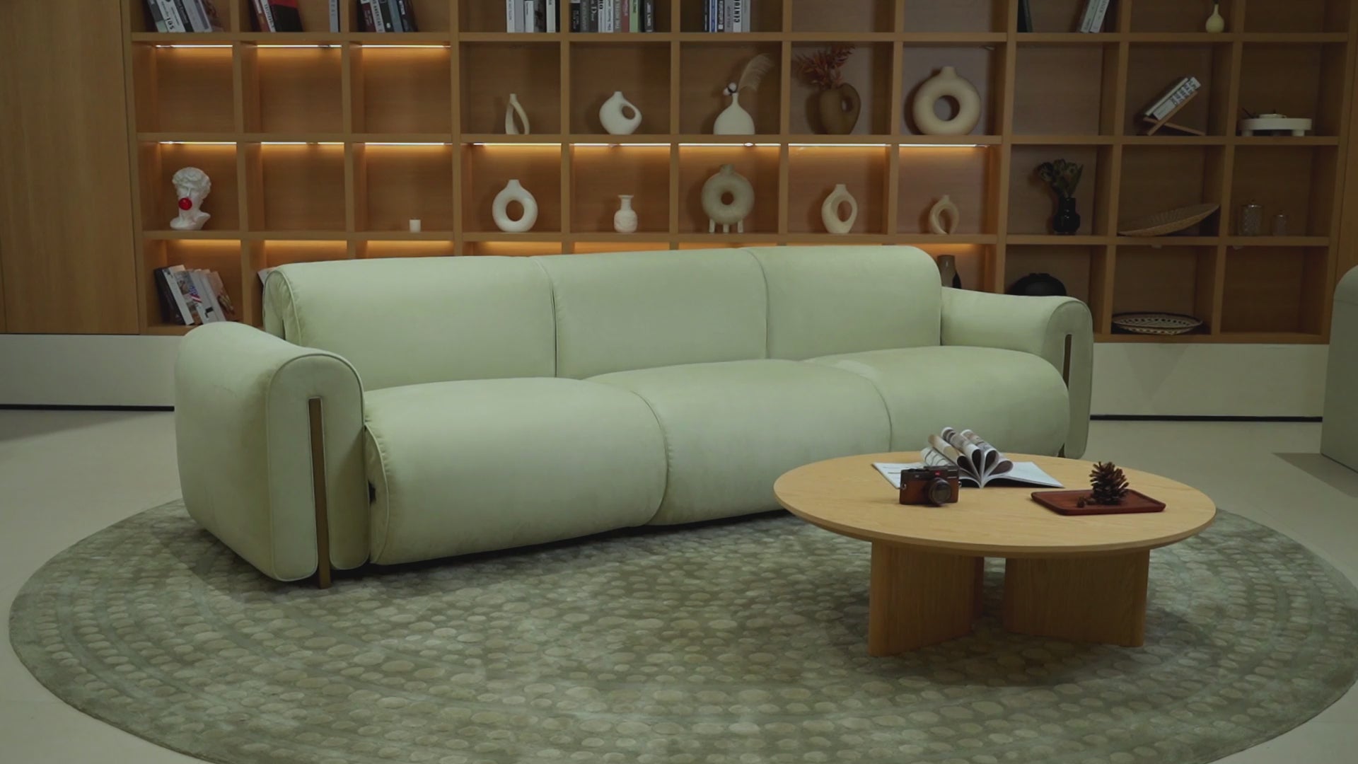 Treviso Modern Contemporary Leather Three-Seater Sofa with Removable Armrests