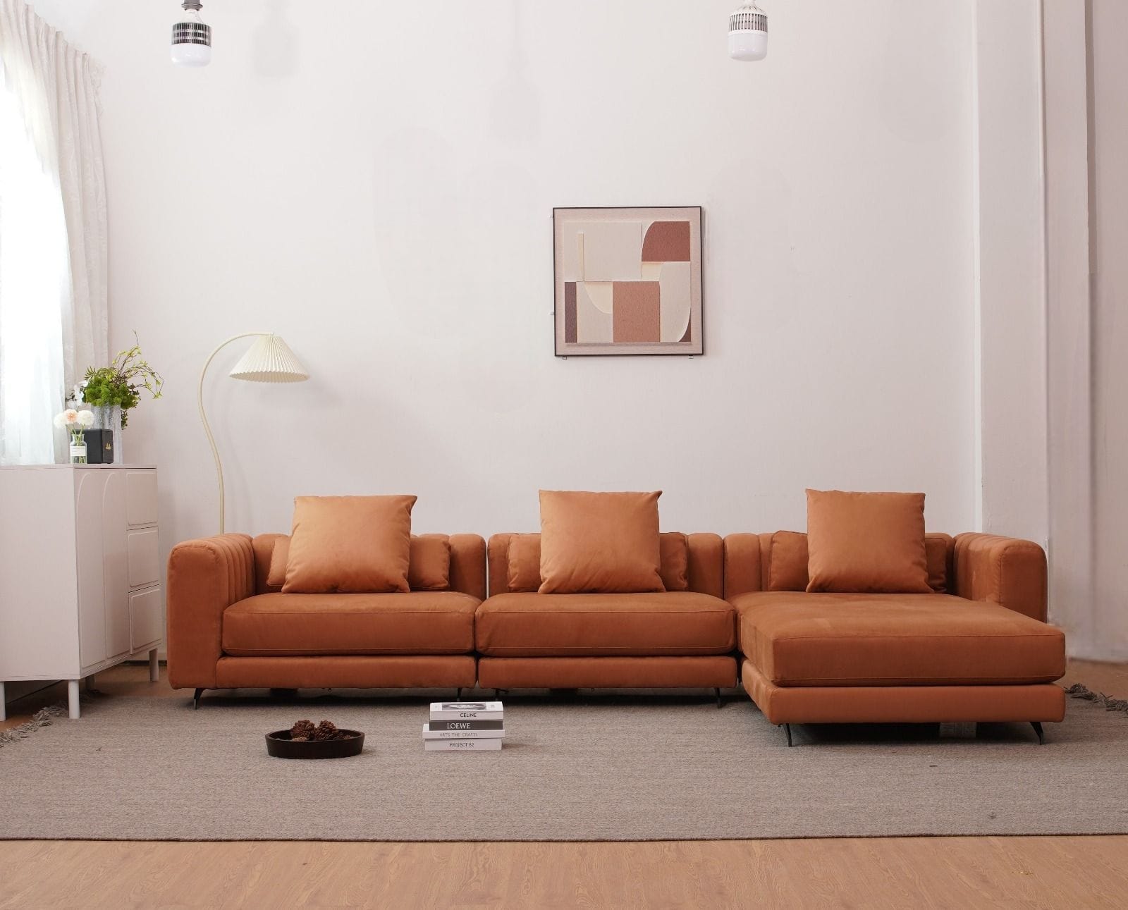Muses Modern Leather Sectional Corner Sofa With Cushions