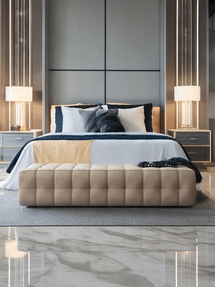 Pulent Velvet Footstool, Italian Style. - MOOAZAA SHOP