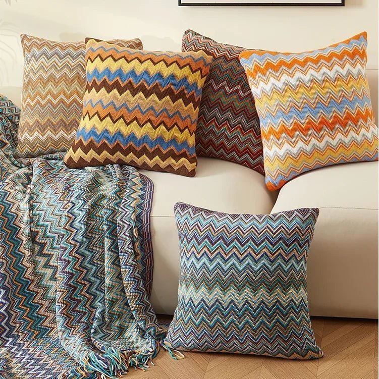 Raban Knitted Cushion Cover, Soft Flocking Pillowcase - MOOAZAA SHOP
