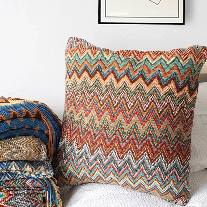 Raban Knitted Cushion Cover, Soft Flocking Pillowcase - MOOAZAA SHOP