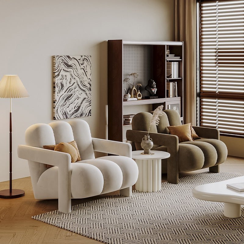 Rest Velvet Sofa,Luxury High quality,white & brown. - MOOAZAA