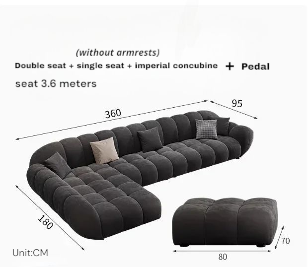 Sleek Matte Fabric L-Shaped Sofa-Sizes 