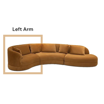 Chenille Fabric Curved Sectional Couch Three Seater