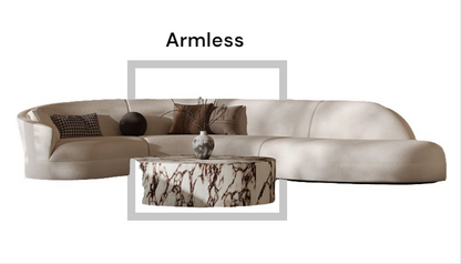 Chenille Fabric Curved Sectional Couch Three Seater
