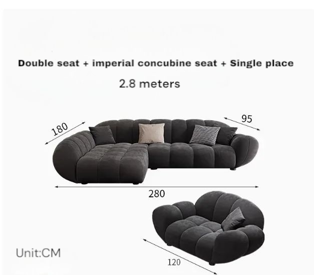 Sleek Matte Fabric L-Shaped Sofa-Sizes