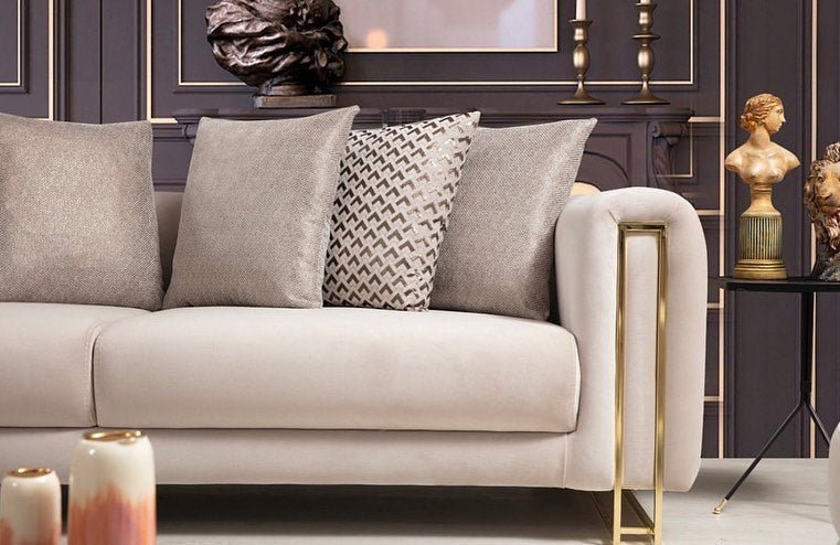Sydney Sofas Suite Sets in Luxury Cream Velvet - MOOAZAA