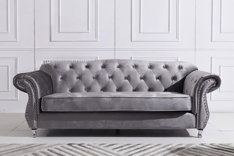 The New Chesterfield Sofa Sets in Luxury Dark Grey Velvet - Express Delivery - MOOAZAA SHOP