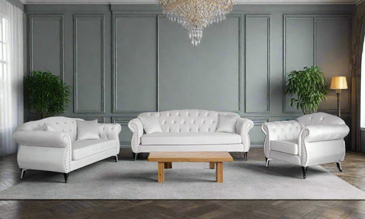 The New Chesterfield Sofa sets in Luxury Light Cream Velvet - MOOAZAA SHOP