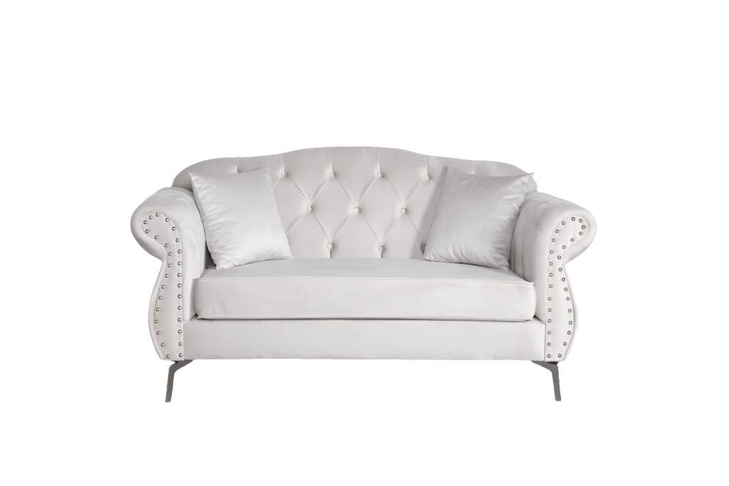 The New Chesterfield Sofa sets in Luxury Light Cream Velvet - MOOAZAA