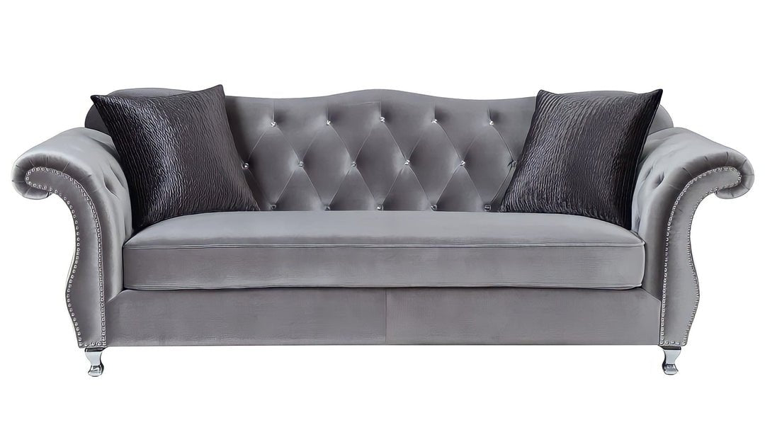 The New Chesterfield Sofas Sets in Luxury Grey Velvet,Express Delivery - MOOAZAA SHOP