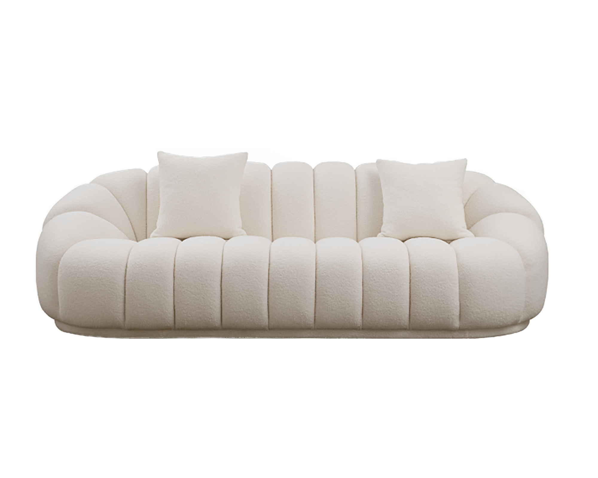 White sofa with cushions on a transparent background