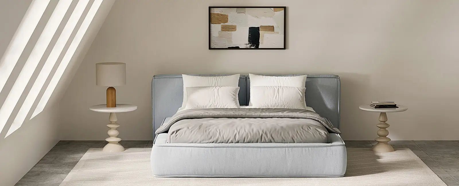 The Queen Morden Fabric Upholstery Bed - MOOAZAA SHOP