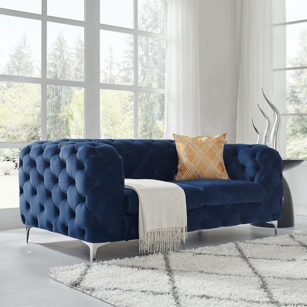 The Rocky Chesterfield in Luxury Navy Blue Velvet - MOOAZAA SHOP
