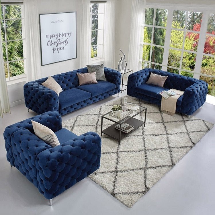 The Rocky Chesterfield in Luxury Navy Blue Velvet - MOOAZAA SHOP