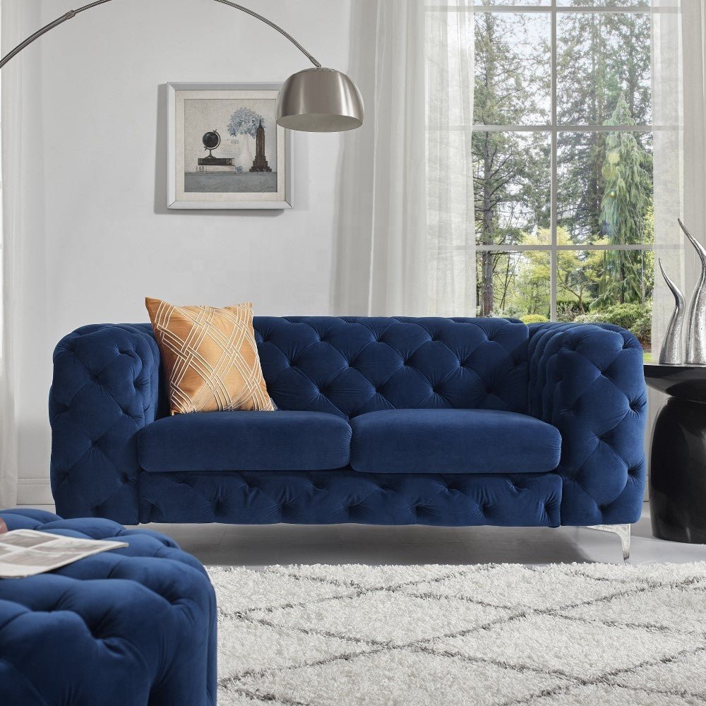 The Rocky Chesterfield in Luxury Navy Blue Velvet - MOOAZAA SHOP