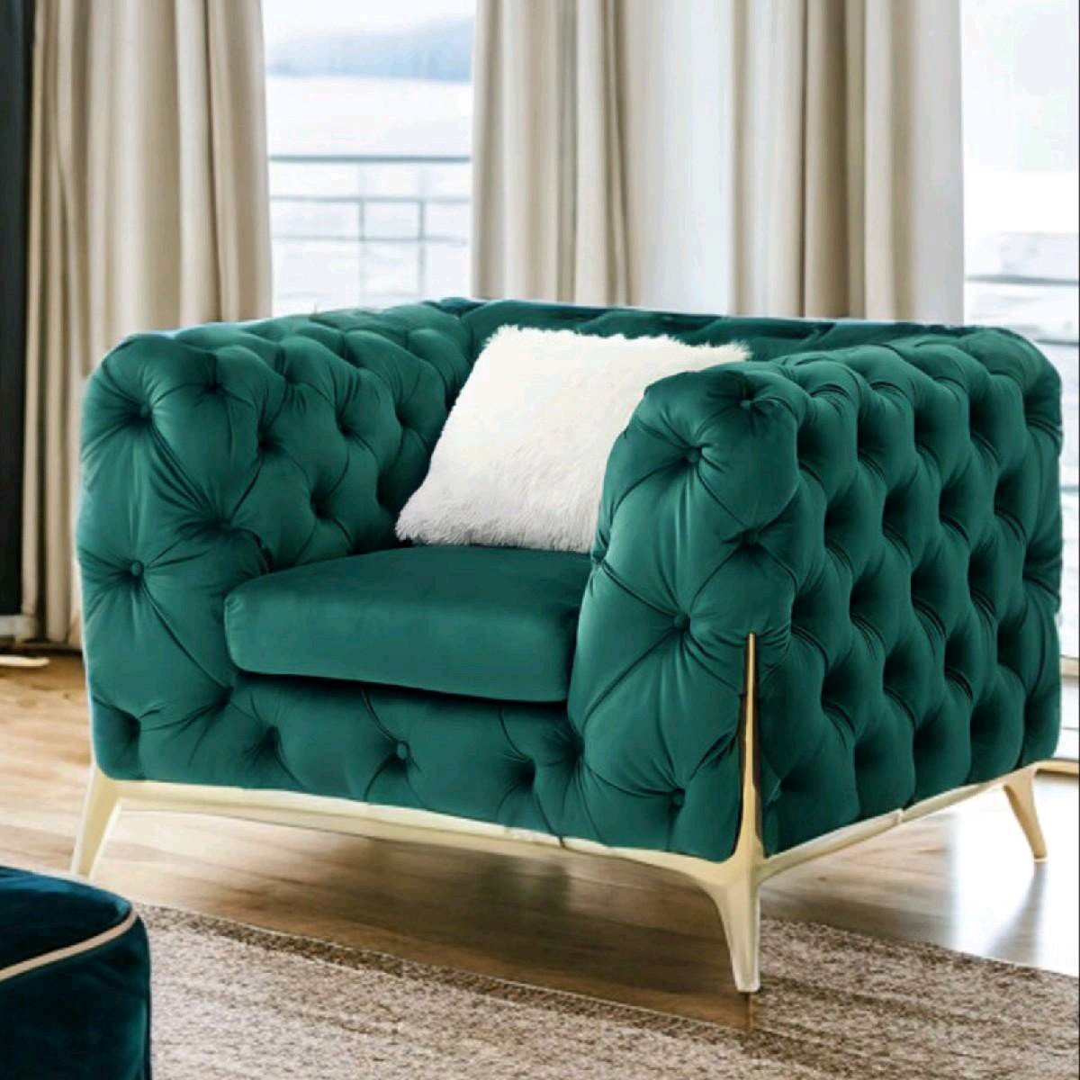 The Rocky Chesterfield Sofa Sets in Luxury Green Velvet - MOOAZAA