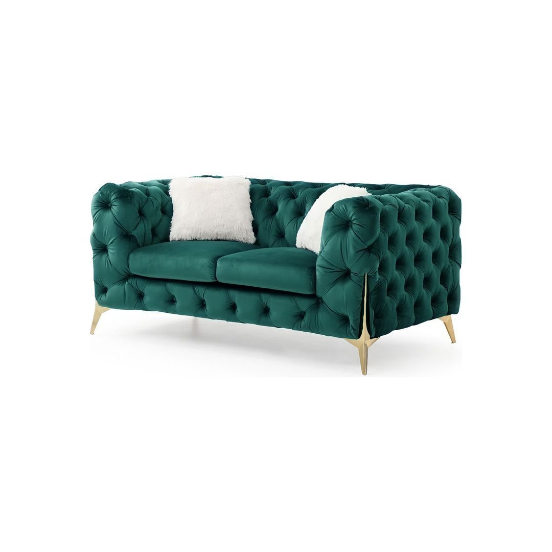 The Rocky Chesterfield Sofa Sets in Luxury Green Velvet - MOOAZAA