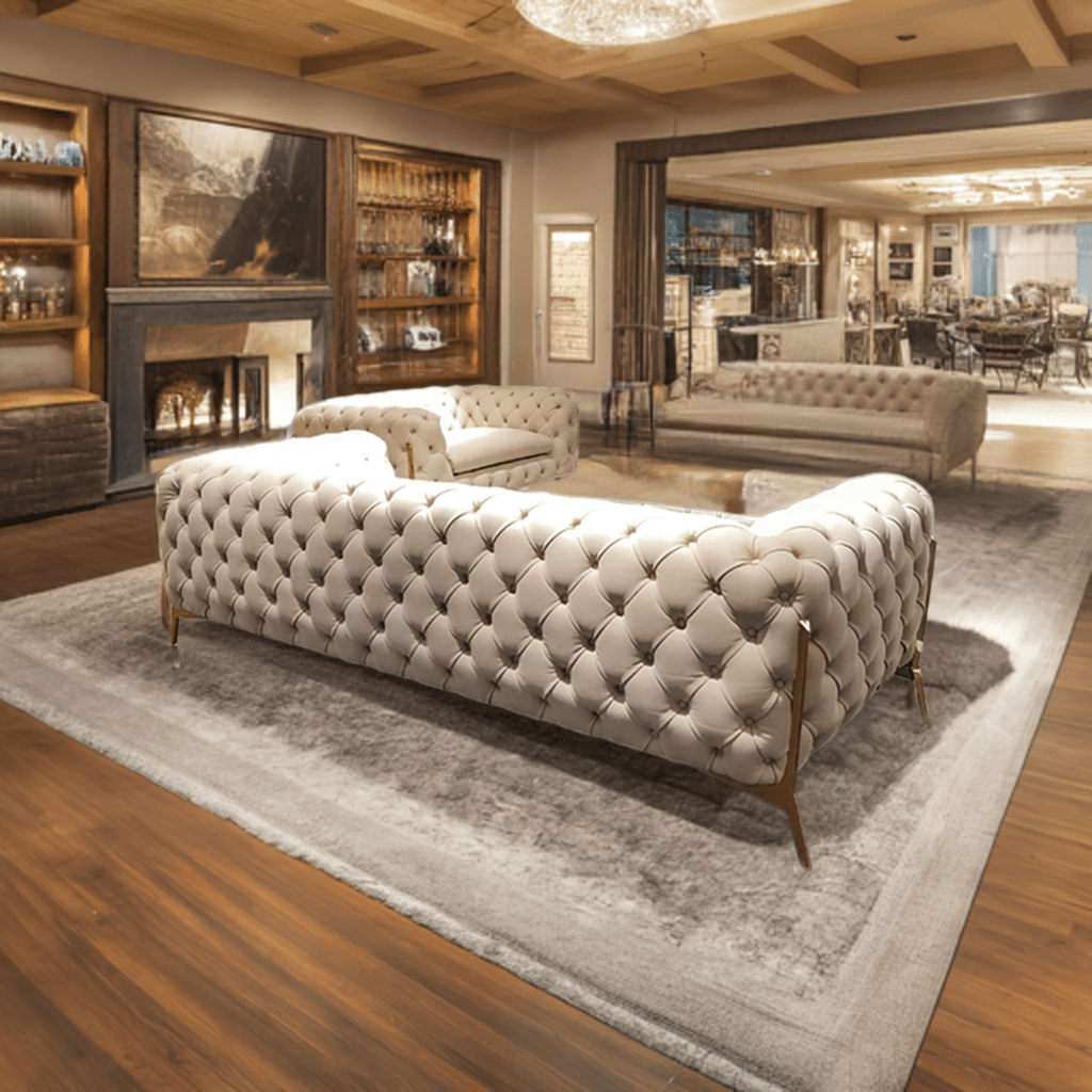 The Rocky Chesterfield Sofas Sets in Luxury Cream Velvet - MOOAZAA