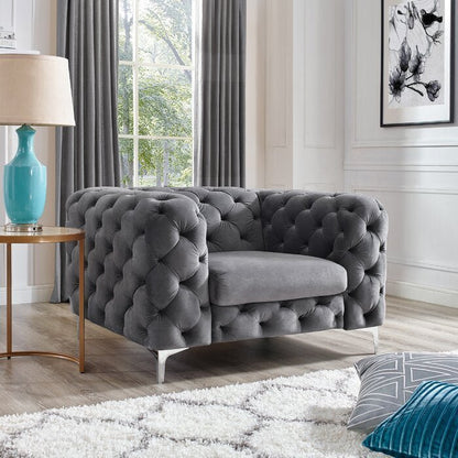 The Rocky Chesterfield Sofas Sets in Luxury Dark Grey Velvet, Express Delivery - MOOAZAA SHOP