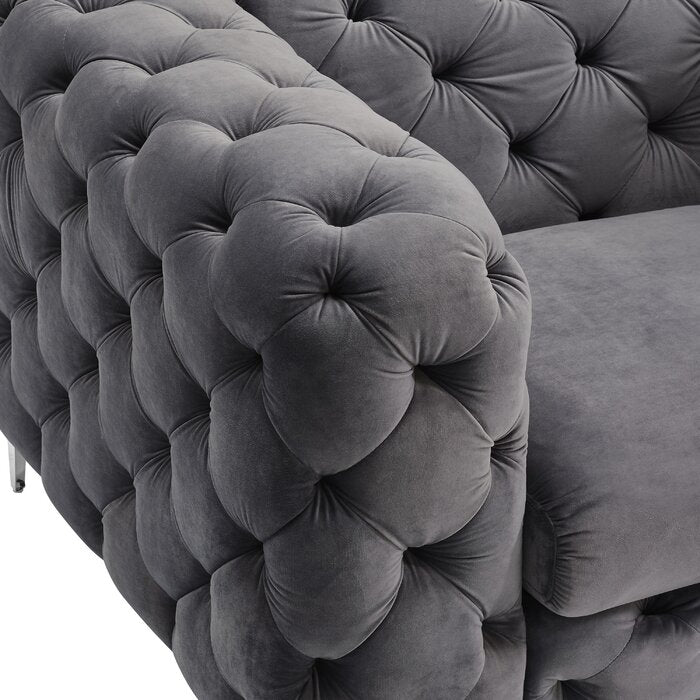 The Rocky Chesterfield Sofas Sets in Luxury Dark Grey Velvet, Express Delivery - MOOAZAA SHOP