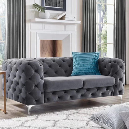 The Rocky Chesterfield Sofas Sets in Luxury Dark Grey Velvet, Express Delivery - MOOAZAA SHOP