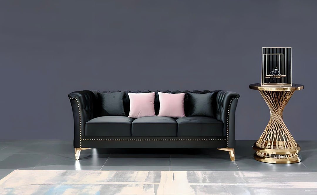 Venice Sofa Sets in Luxury Black Velvet - MOOAZAA SHOP