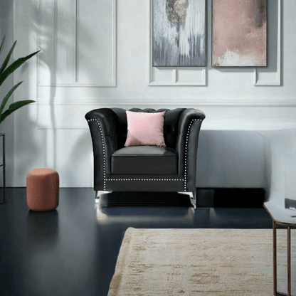 Venice Sofa Sets in Luxury Black Velvet - MOOAZAA SHOP
