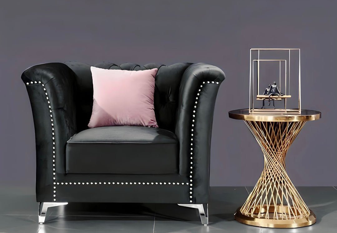 Venice Sofa Sets in Luxury Black Velvet - MOOAZAA SHOP