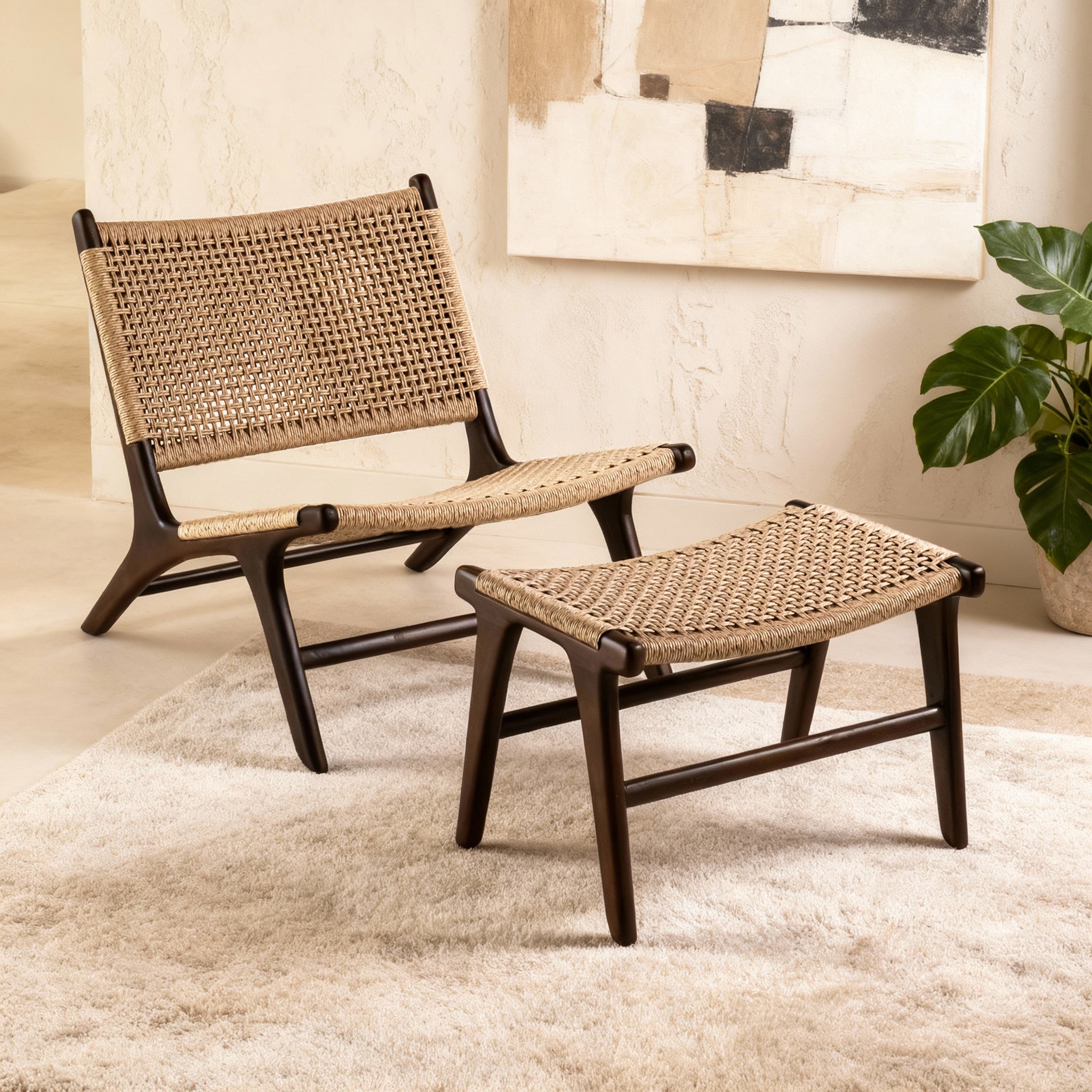 Zara Chocolate Rattan Accent Chair - MOOAZAA