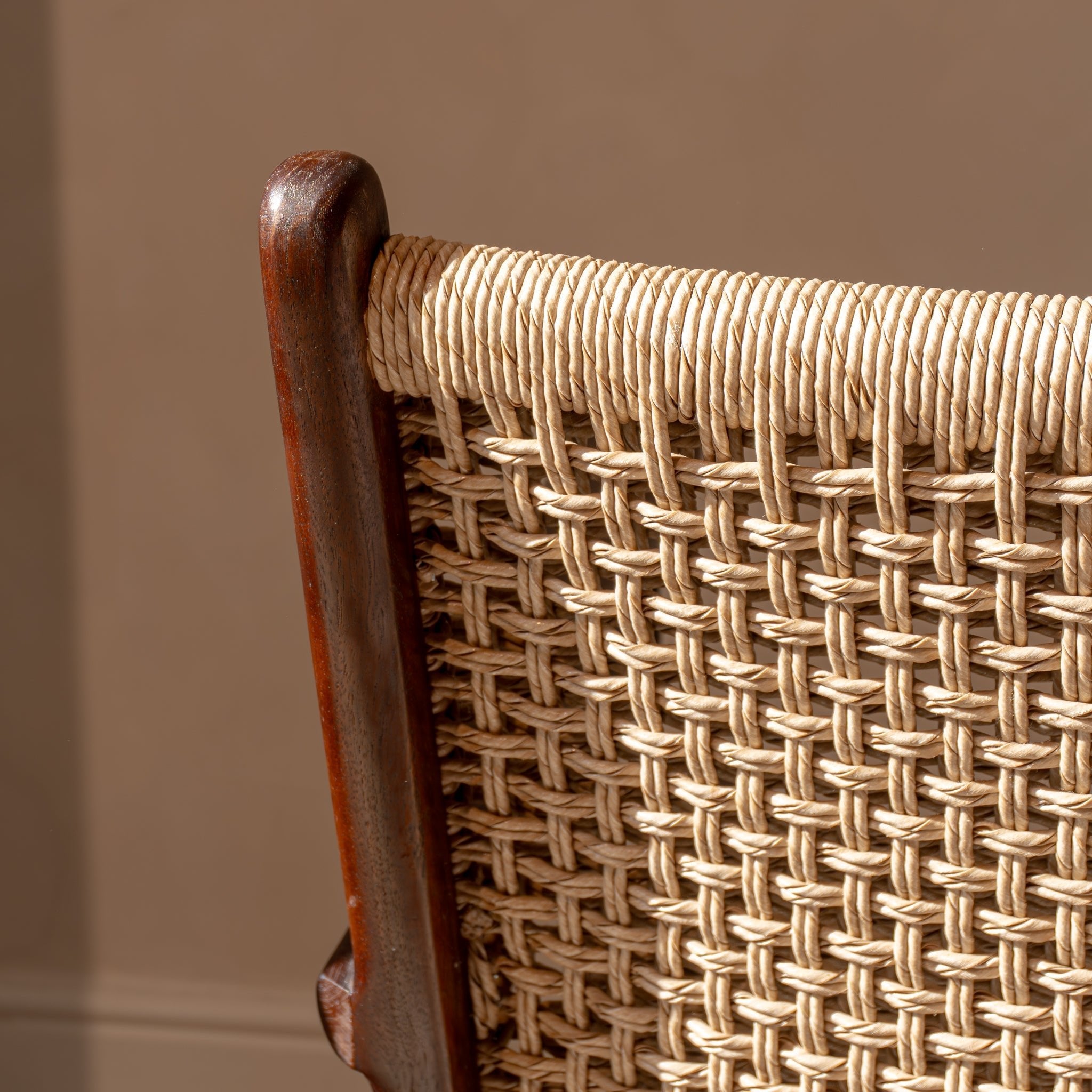 Zara Chocolate Rattan Accent Chair With Armrest - MOOAZAA