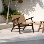 Zara Chocolate Rattan Accent Chair With Armrest - MOOAZAA